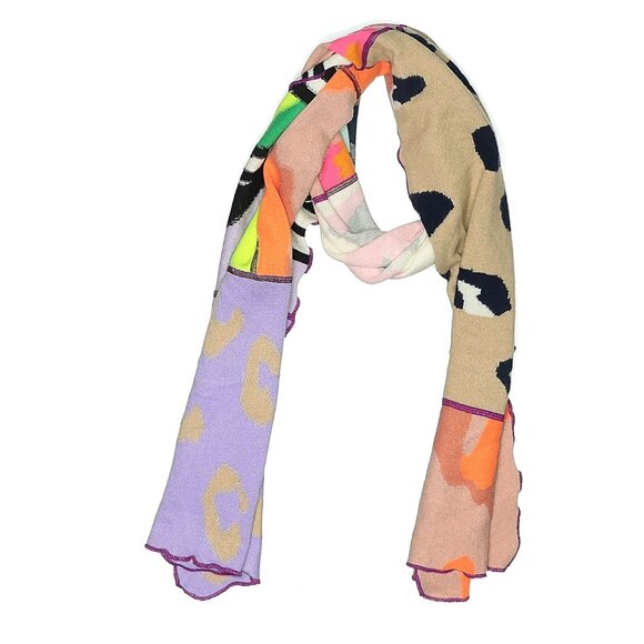 Brodie Cashmere multicolor patchwork scarf 100% cashmere 16" x 76" - Picture 1 of 6